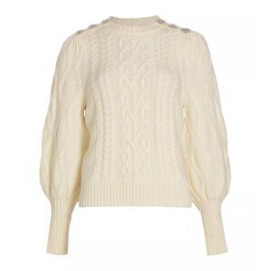 NEW Generation Love Size L,  Womens Rylan Merino Wool Cable-Knit Sweater - Cream